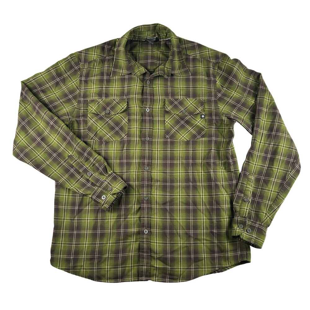 Marmot Shirt Mens Large Green Plaid Long Sleeve Flannel Button Up Outdoor